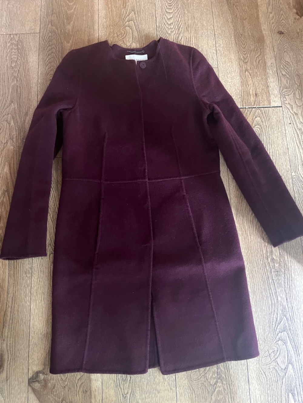 Halston Heritage Collarless Longline Blazer in Deep Plum